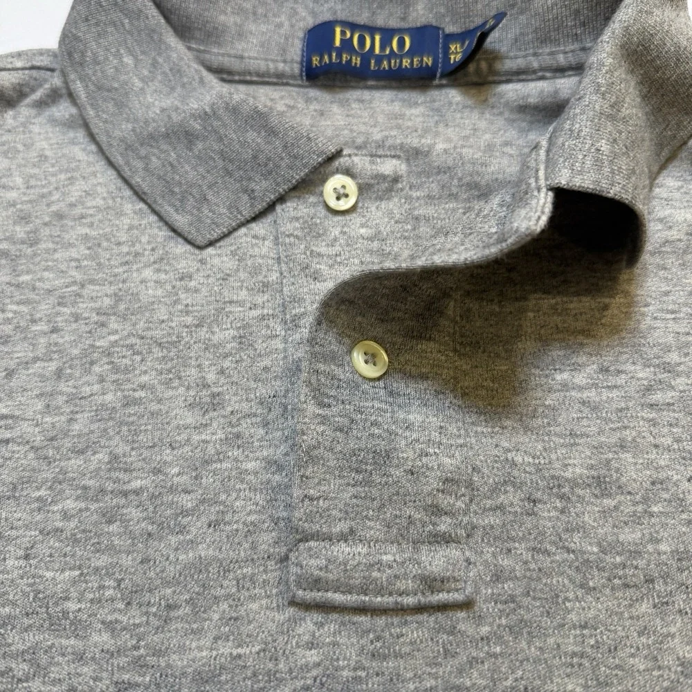 Polo Ralph Lauren Shirt Mens XL Gray‎ Short Sleeve Side Slit High Low Hem Preppy